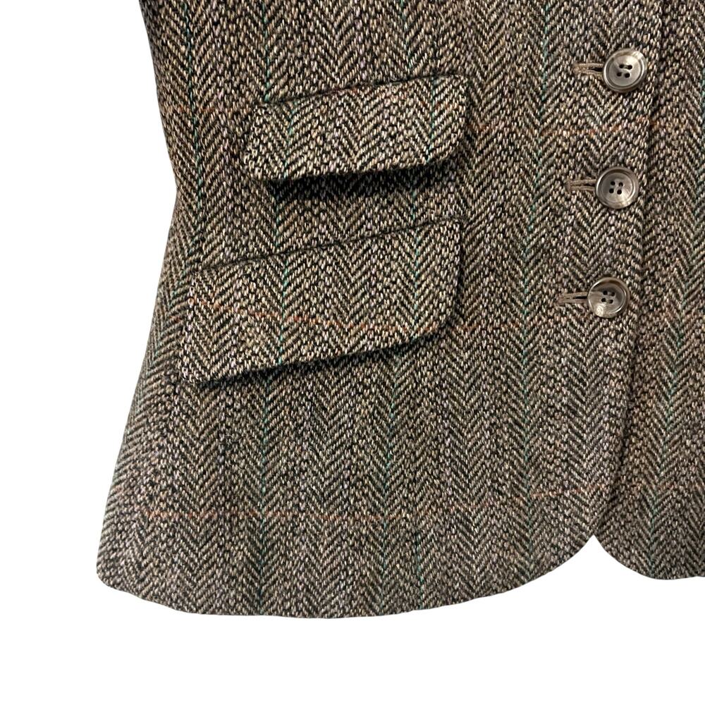 Vintage 90s Ralph Lauren Wool-Blend Herringbone Tweed Blazer Made in USA Size 6 - Picture 7 of 13
